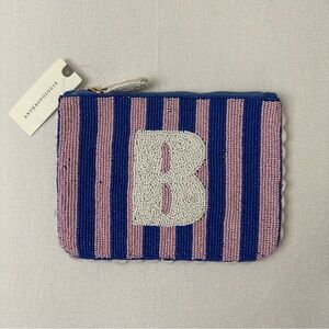 Anthropologie Beaded "B" Zipper Pouch